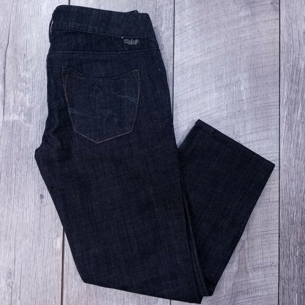 Silver Jeans Tyler Women 28x25 Dark Wash Straight Leg Crop Low Rise Denim